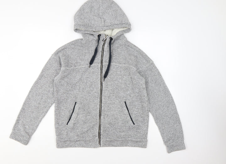 Next Women's Grey Full Zip Hooded Sweatshirt Size 10 Cotton Blend