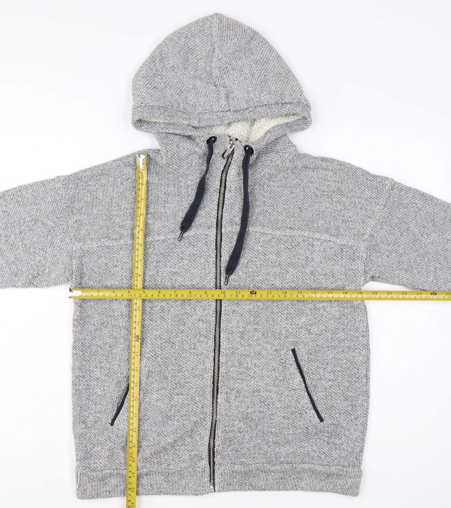Next Women's Grey Full Zip Hooded Sweatshirt Size 10 Cotton Blend