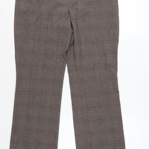 Next Women’s Brown Check Dress Pants Size 10 Regular Straight Leg