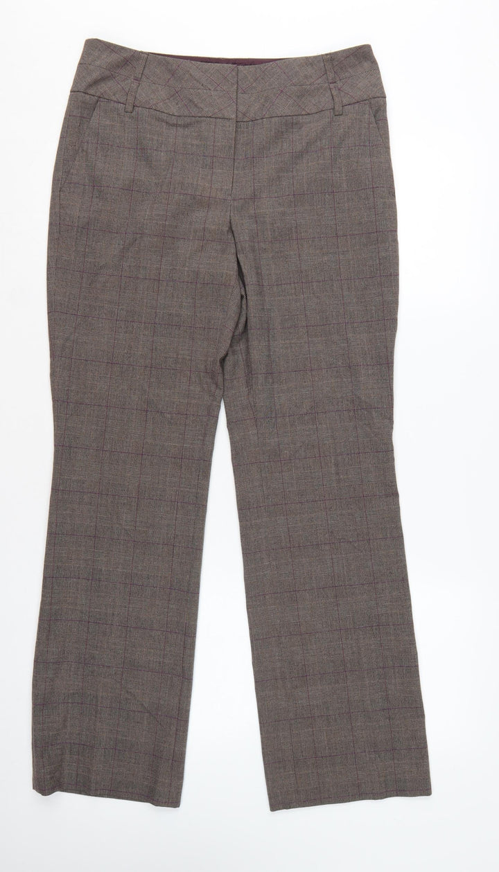 Next Women’s Brown Check Dress Pants Size 10 Regular Straight Leg