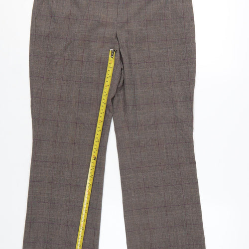Next Women’s Brown Check Dress Pants Size 10 Regular Straight Leg