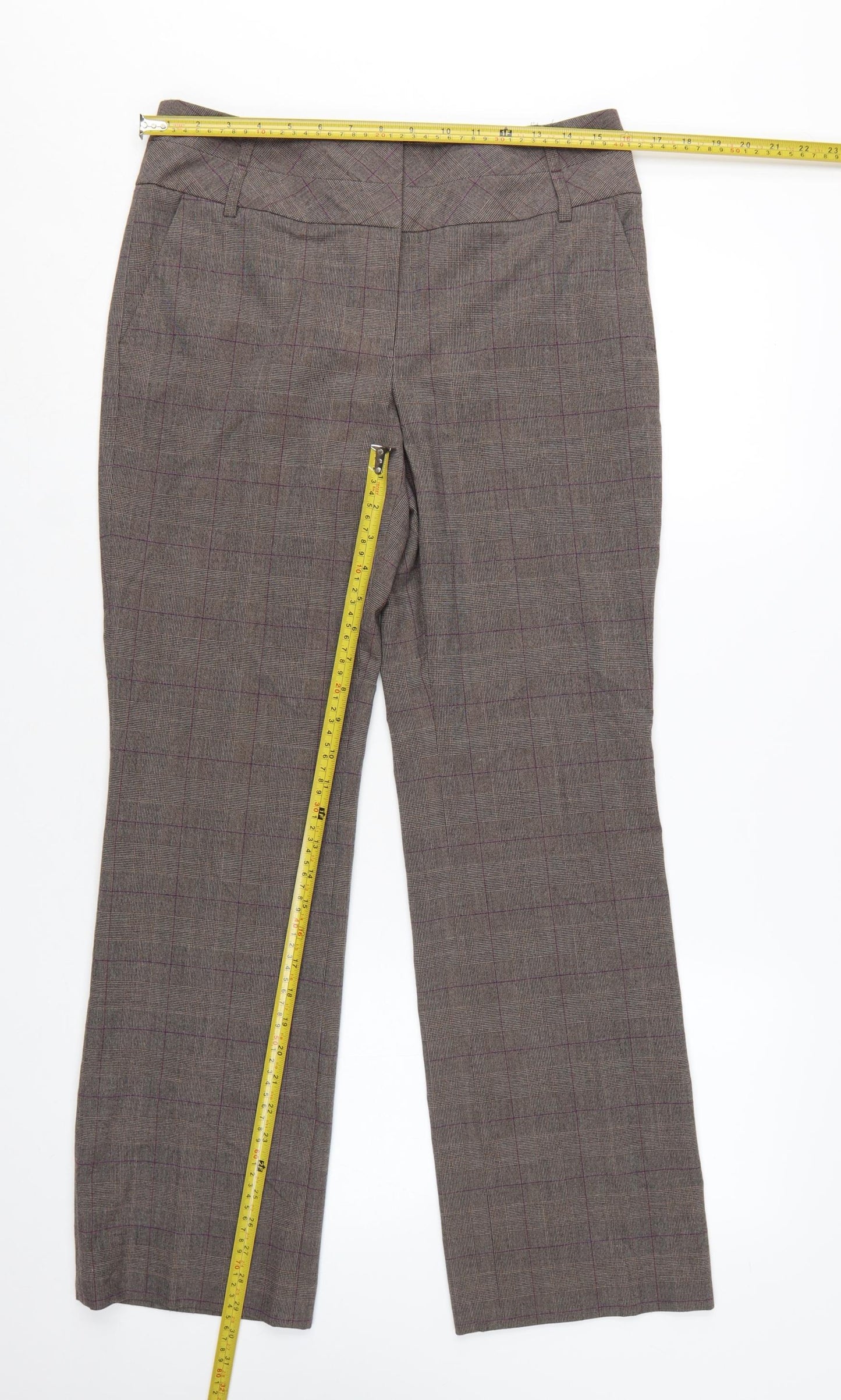 Next Women’s Brown Check Dress Pants Size 10 Regular Straight Leg