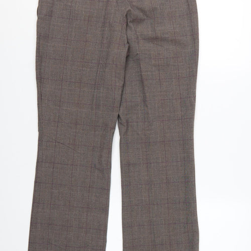 Next Women’s Brown Check Dress Pants Size 10 Regular Straight Leg