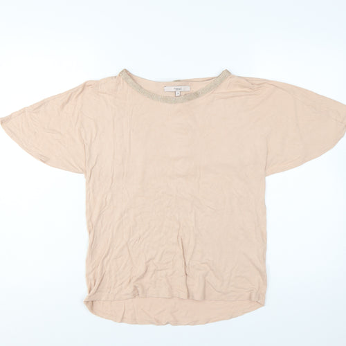 Next Women’s Beige Glitter Crew Neck Short Sleeve T-Shirt Size 10