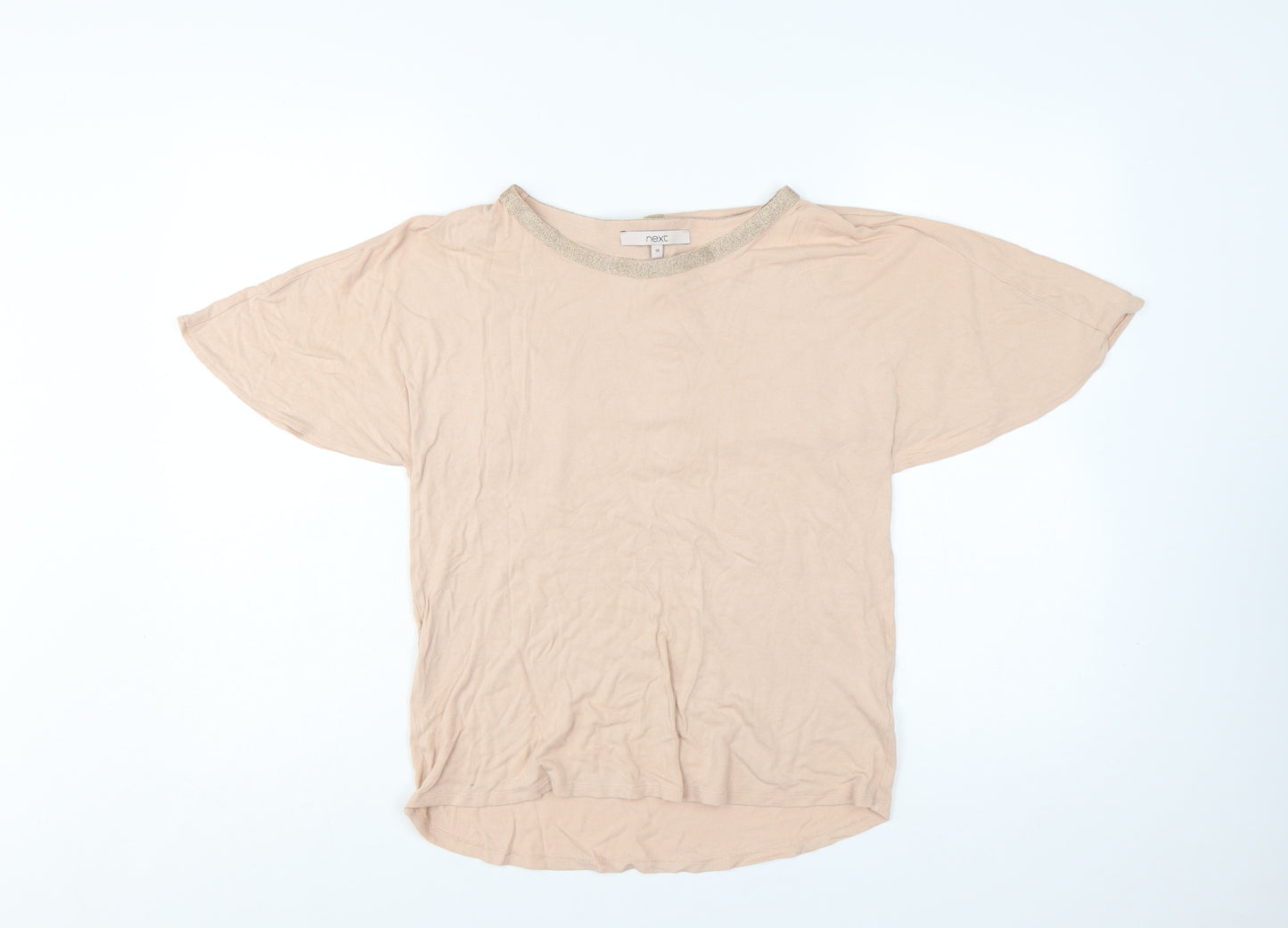 Next Women’s Beige Glitter Crew Neck Short Sleeve T-Shirt Size 10