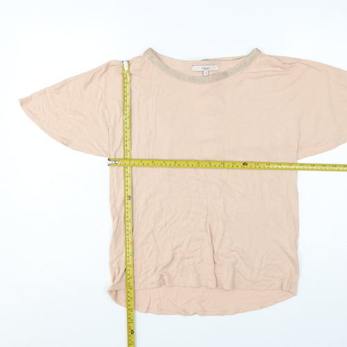 Next Women’s Beige Glitter Crew Neck Short Sleeve T-Shirt Size 10