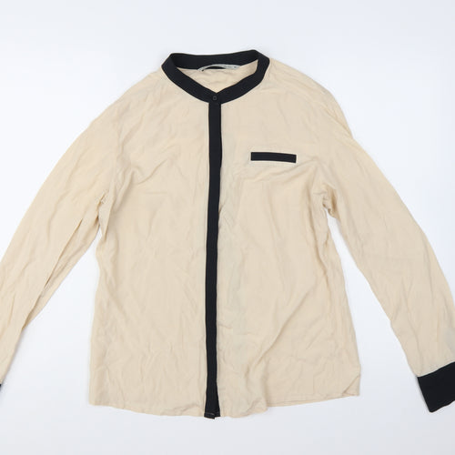 Next Womens Beige Long Sleeve Button Blouse Size 12