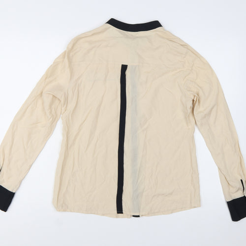Next Womens Beige Long Sleeve Button Blouse Size 12