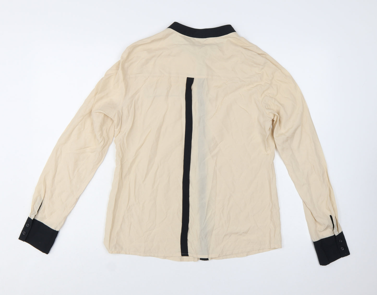 Next Womens Beige Long Sleeve Button Blouse Size 12