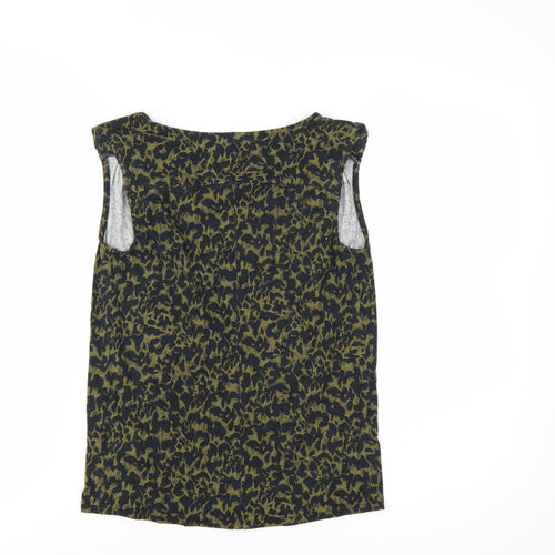 Warehouse Women Green Animal Print Sleeveless Blouse UK 6