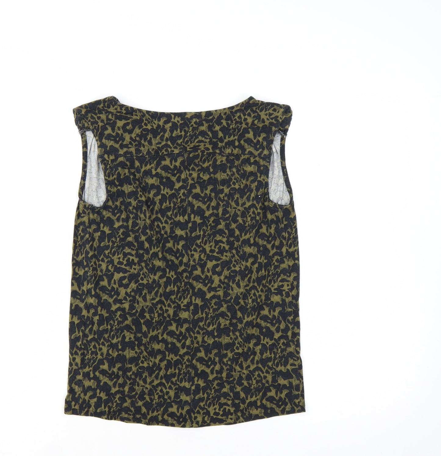 Warehouse Women Green Animal Print Sleeveless Blouse UK 6