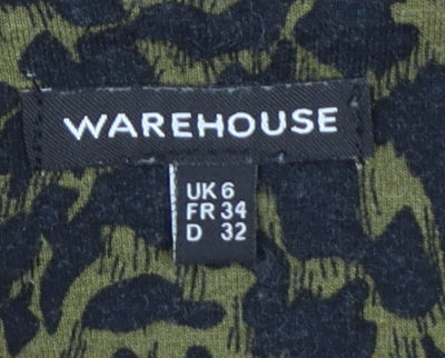 Warehouse Women Green Animal Print Sleeveless Blouse UK 6