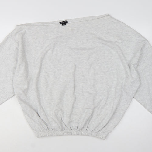 Boohoo Women Grey Off Shoulder Pullover Sweatshirt L Relaxed Fit