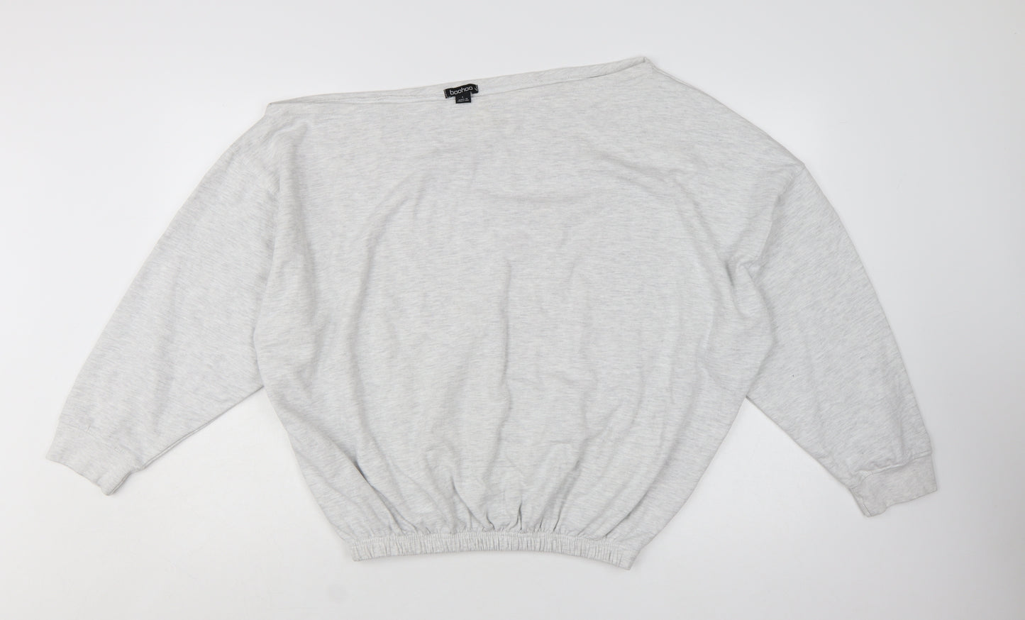 Boohoo Women Grey Off Shoulder Pullover Sweatshirt L Relaxed Fit