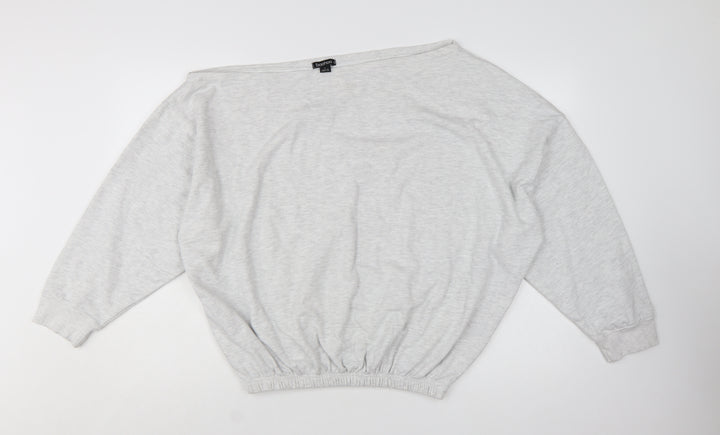 Boohoo Women Grey Off Shoulder Pullover Sweatshirt L Relaxed Fit