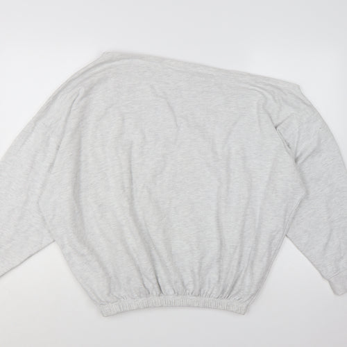 Boohoo Women Grey Off Shoulder Pullover Sweatshirt L Relaxed Fit