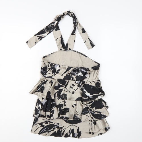 Next Women’s Beige Floral Ruffle Halter Camisole Top Size 8