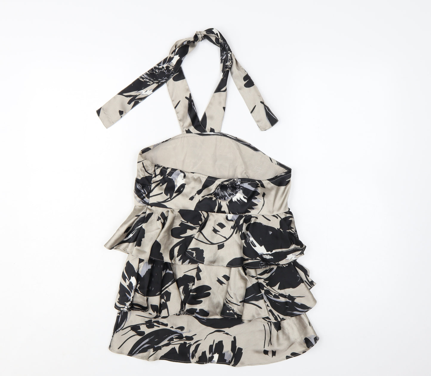 Next Women’s Beige Floral Ruffle Halter Camisole Top Size 8
