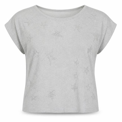Wallis Women Silver Star Rhinestone Short Sleeve Pullover Jumper M