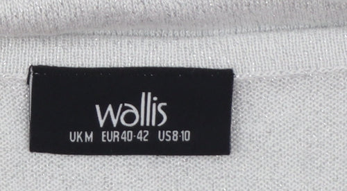 Wallis Women Silver Star Rhinestone Short Sleeve Pullover Jumper M