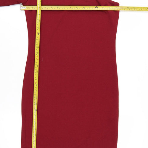 PrettyLittleThing Women's Red One Shoulder Bodycon Dress Size 12