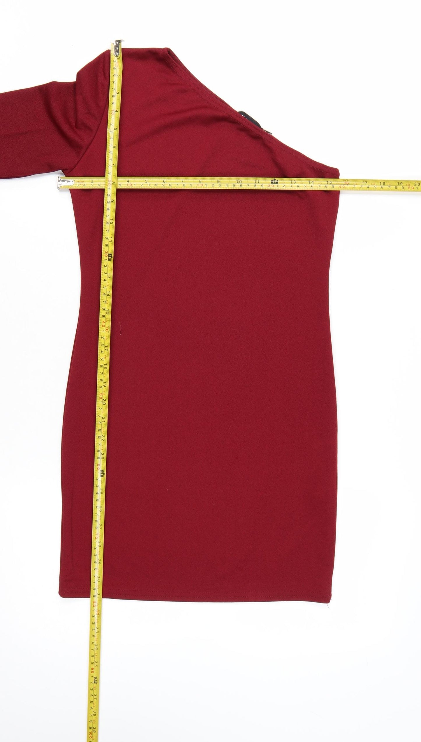 PrettyLittleThing Women's Red One Shoulder Bodycon Dress Size 12