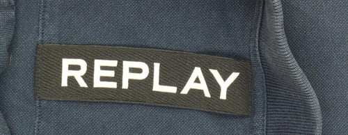 Replay Men's Blue Cotton Polo Shirt Size L Short Sleeve