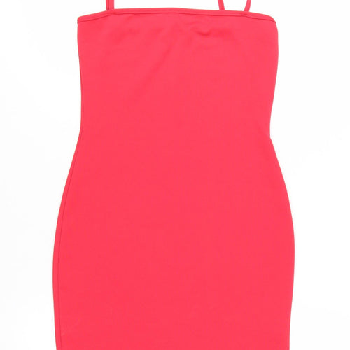 PrettyLittleThing Women’s Red Bodycon Mini Dress Size 8 Sleeveless Stretch