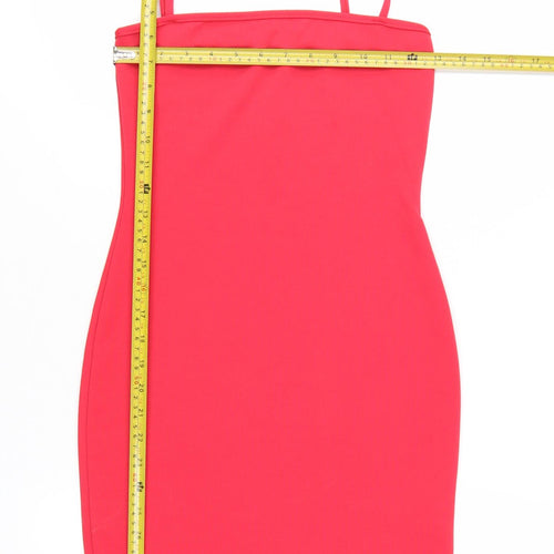 PrettyLittleThing Women’s Red Bodycon Mini Dress Size 8 Sleeveless Stretch