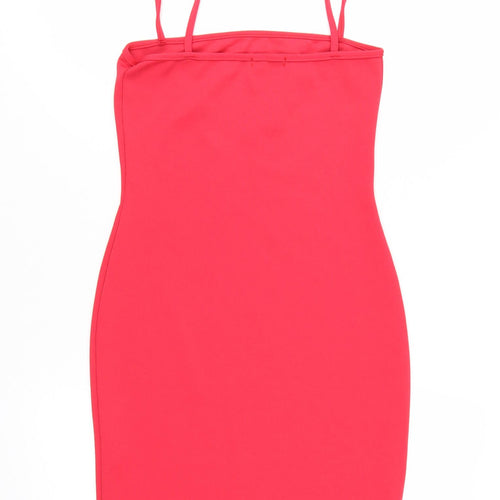 PrettyLittleThing Women’s Red Bodycon Mini Dress Size 8 Sleeveless Stretch