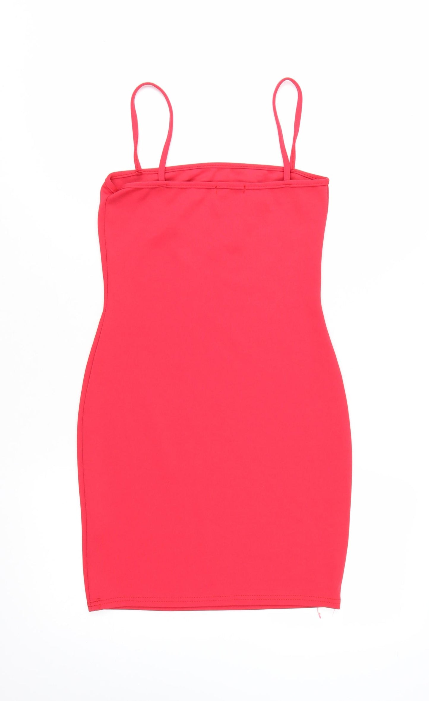 PrettyLittleThing Women’s Red Bodycon Mini Dress Size 8 Sleeveless Stretch