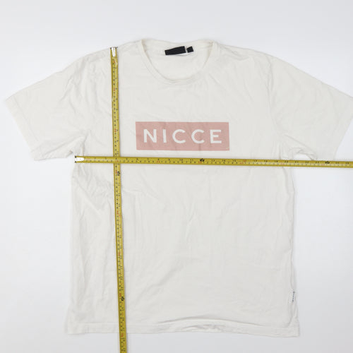 Nicce Men's White Logo Graphic Print Cotton T-Shirt Size L