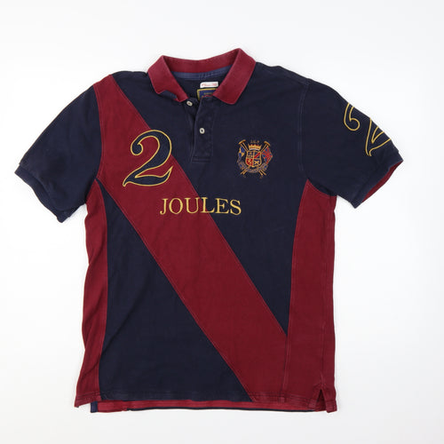 Joules Men's Multicoloured Classic Fit Polo Shirt Size M Cotton