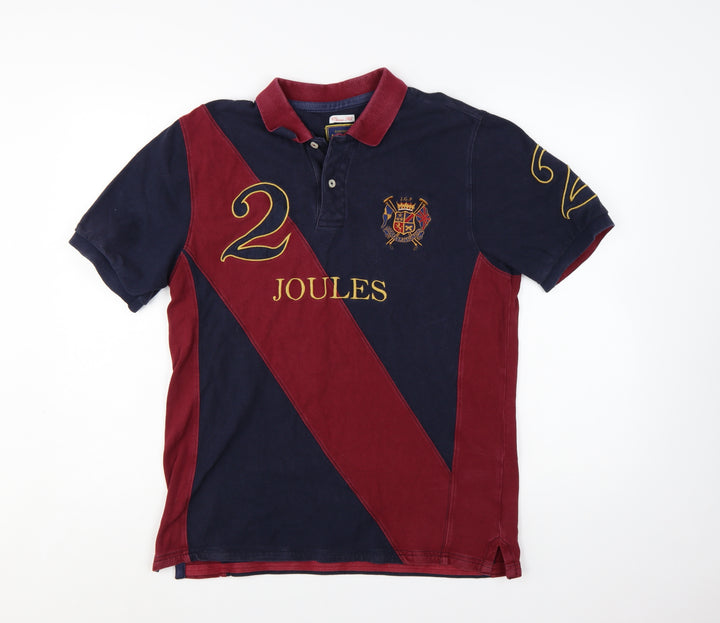 Joules Men's Multicoloured Classic Fit Polo Shirt Size M Cotton