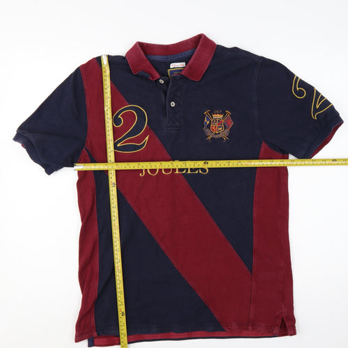 Joules Men's Multicoloured Classic Fit Polo Shirt Size M Cotton