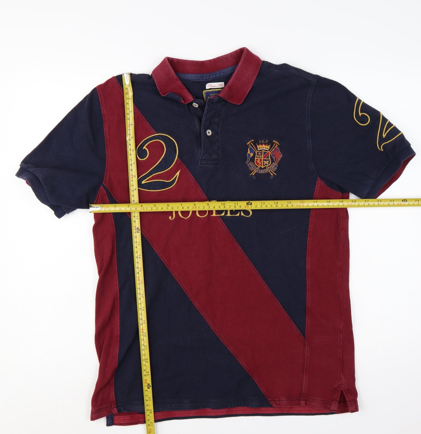 Joules Men's Multicoloured Classic Fit Polo Shirt Size M Cotton