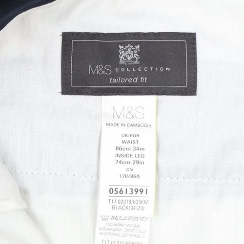 Marks and Spencer Men's Black Slim Chino Trousers 34W 29L