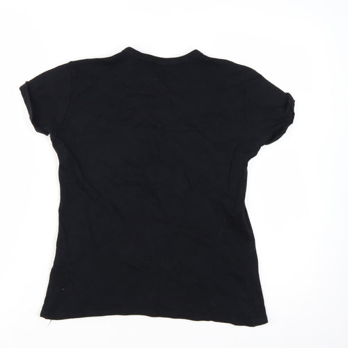 Quiz Women’s Black Sassy Leopard Print Cotton T-Shirt Size 8