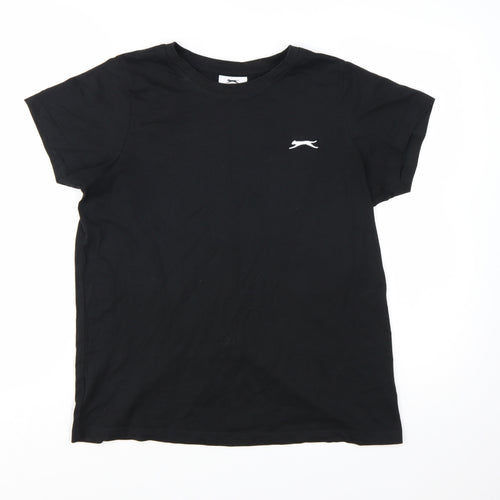Slazenger Womens Black Cotton Crew Neck Short Sleeve T-Shirt Size 12