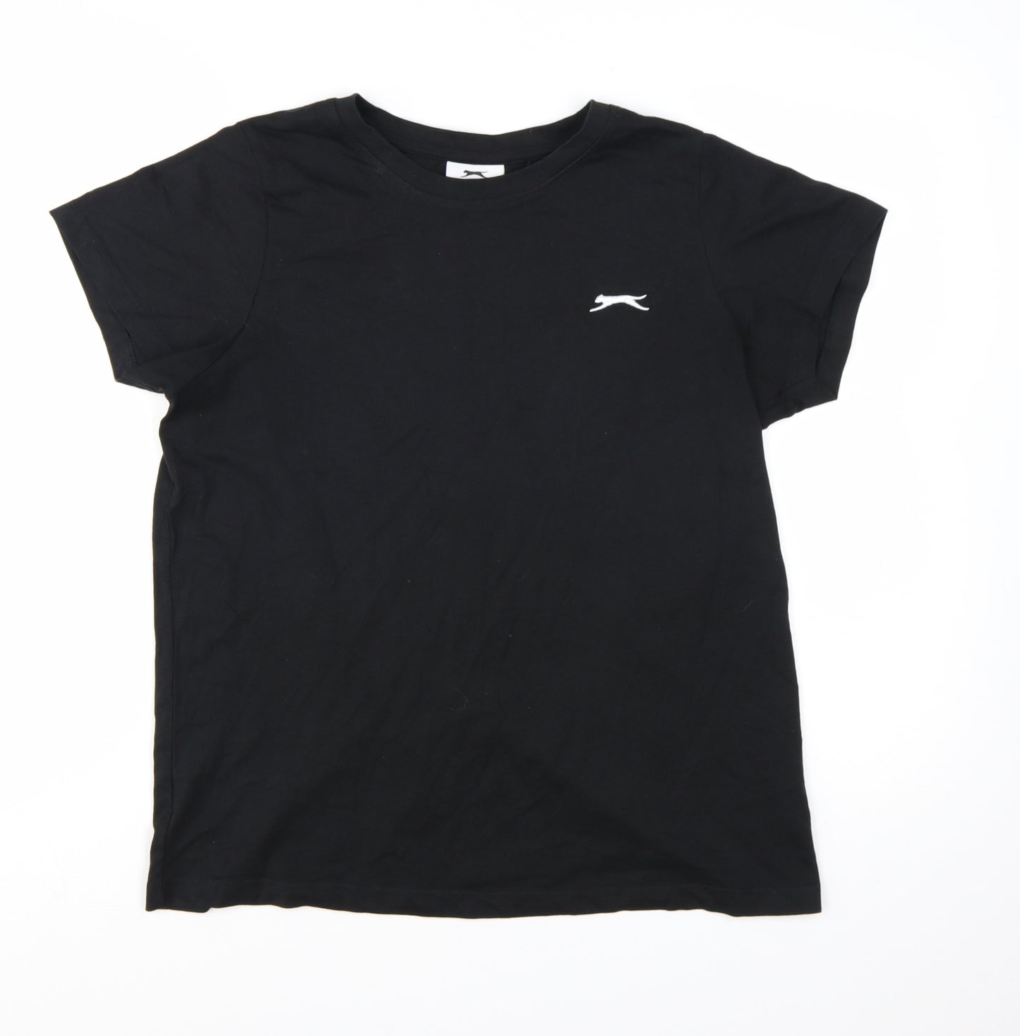 Slazenger Womens Black Cotton Crew Neck Short Sleeve T-Shirt Size 12