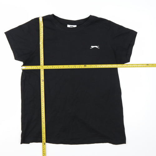 Slazenger Womens Black Cotton Crew Neck Short Sleeve T-Shirt Size 12