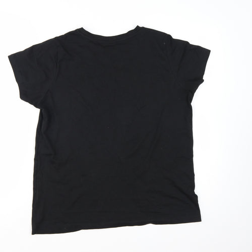 Slazenger Womens Black Cotton Crew Neck Short Sleeve T-Shirt Size 12