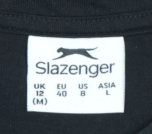 Slazenger Womens Black Cotton Crew Neck Short Sleeve T-Shirt Size 12