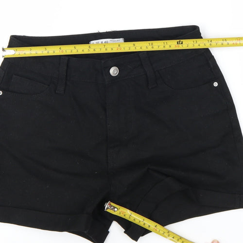 Primark Women Black Size 8 Denim Roll Hem Shorts
