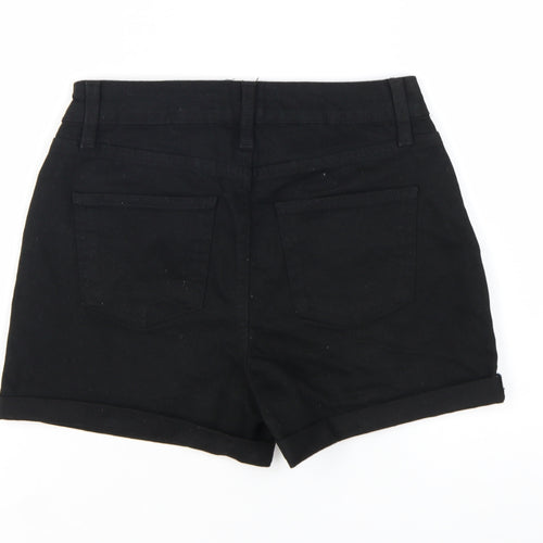 Primark Women Black Size 8 Denim Roll Hem Shorts