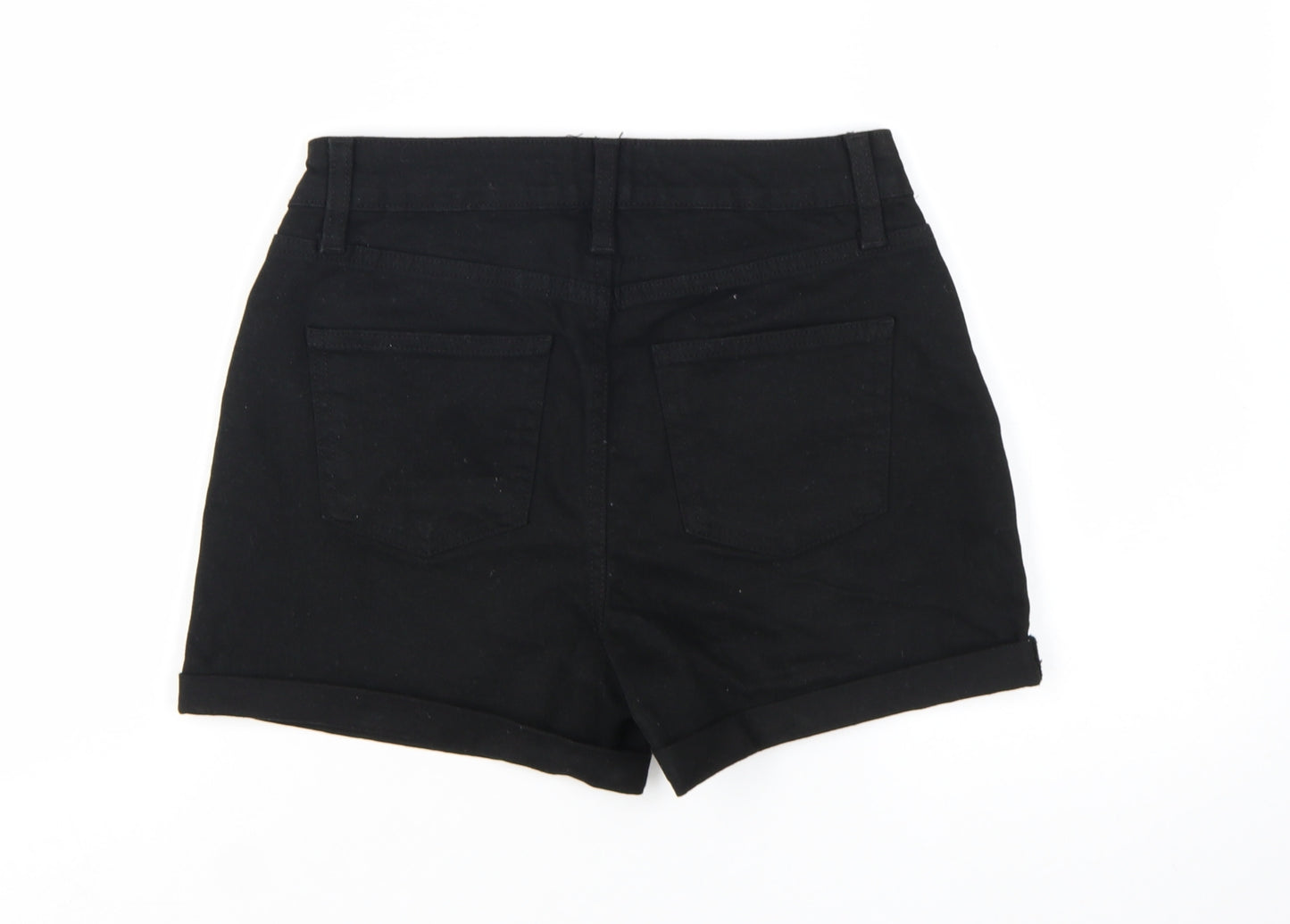Primark Women Black Size 8 Denim Roll Hem Shorts