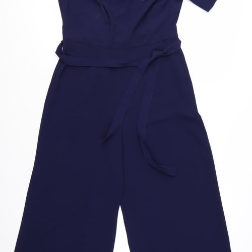 Dorothy Perkins Women Navy Blue Off Shoulder Jumpsuit UK 12 Wide-Leg