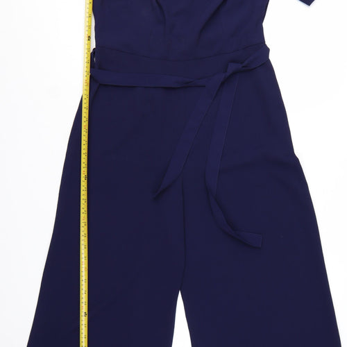 Dorothy Perkins Women Navy Blue Off Shoulder Jumpsuit UK 12 Wide-Leg
