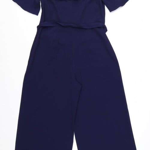 Dorothy Perkins Women Navy Blue Off Shoulder Jumpsuit UK 12 Wide-Leg
