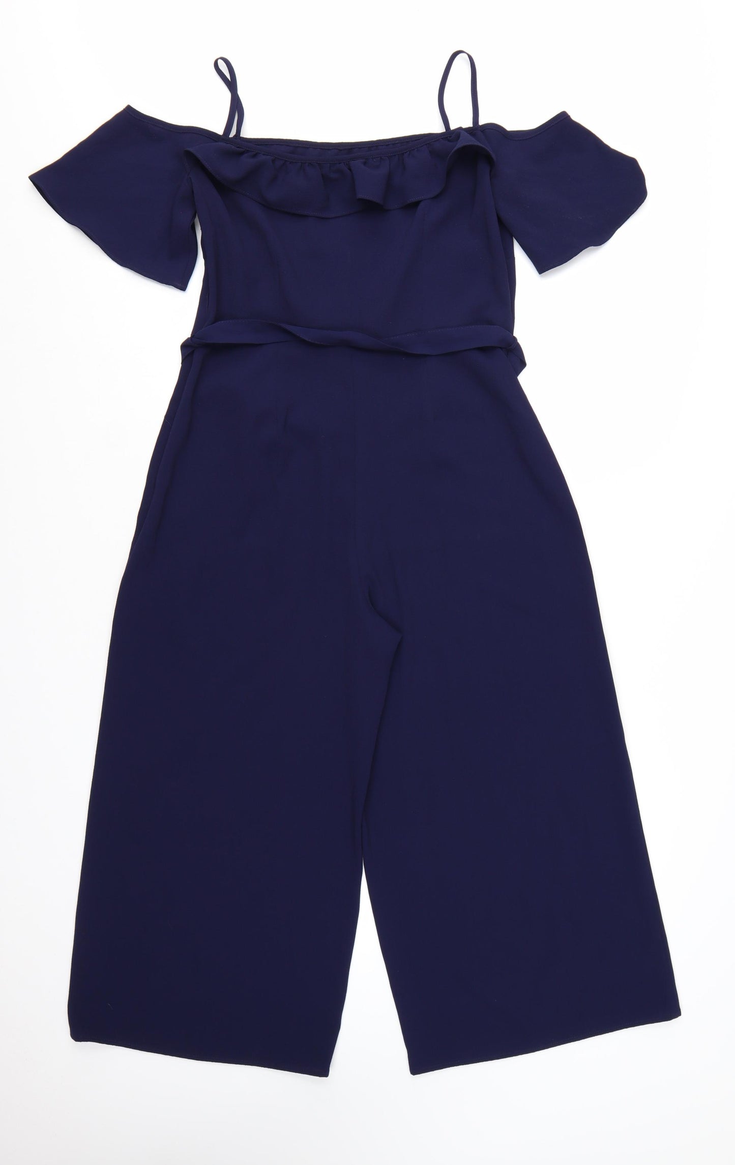 Dorothy Perkins Women Navy Blue Off Shoulder Jumpsuit UK 12 Wide-Leg